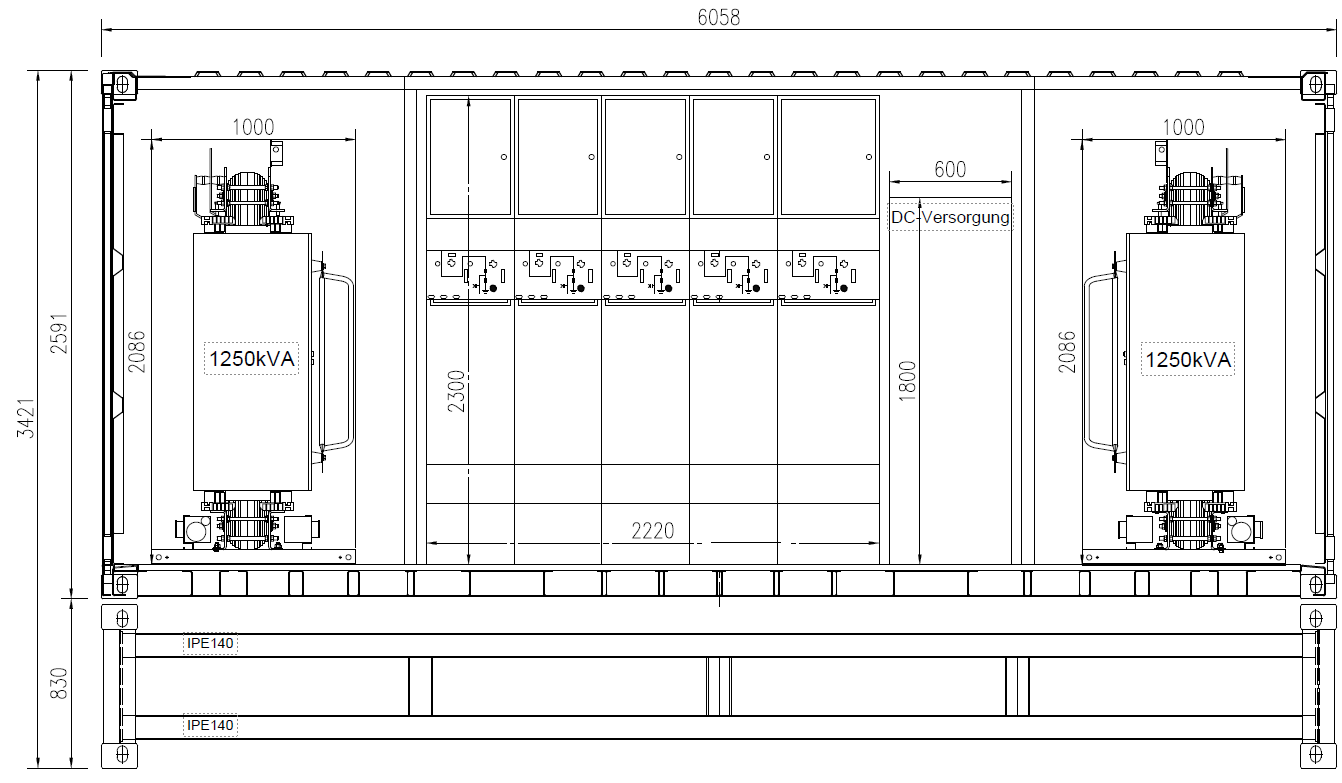 20ft MV switchgear container 2 x 1250KVA